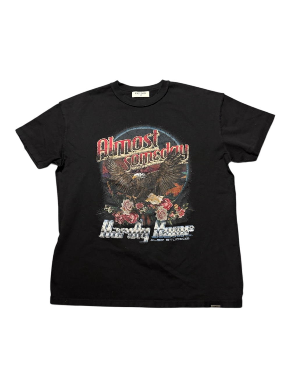 Almost Someday Black Graphic Short Sleeve Tee Shirt Size XL